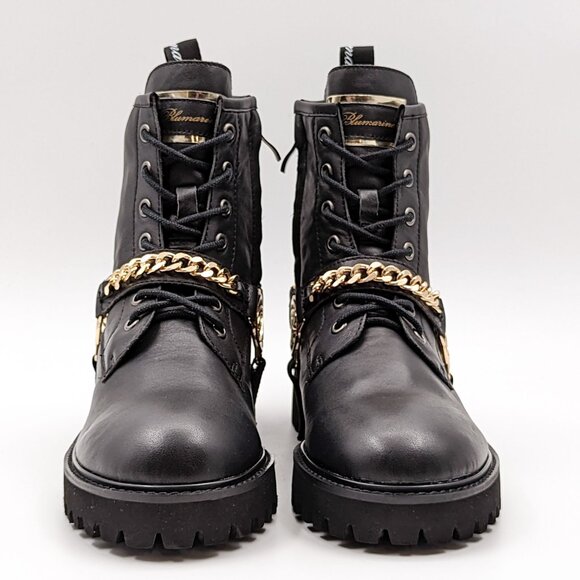 Blumarine Women Logo Chain Harness Combat Boots Size 9.5M EUR 40 - Picture 2 of 9